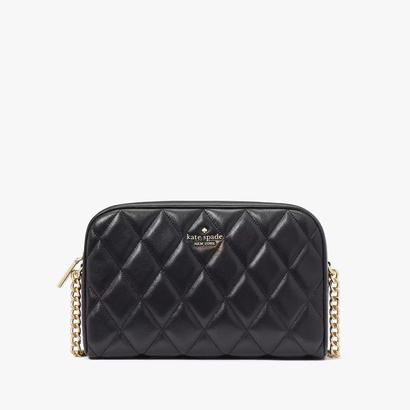 ♠️Kate Spade New York Carey Quilted Leather Crossbody Bag Black NEW NWT